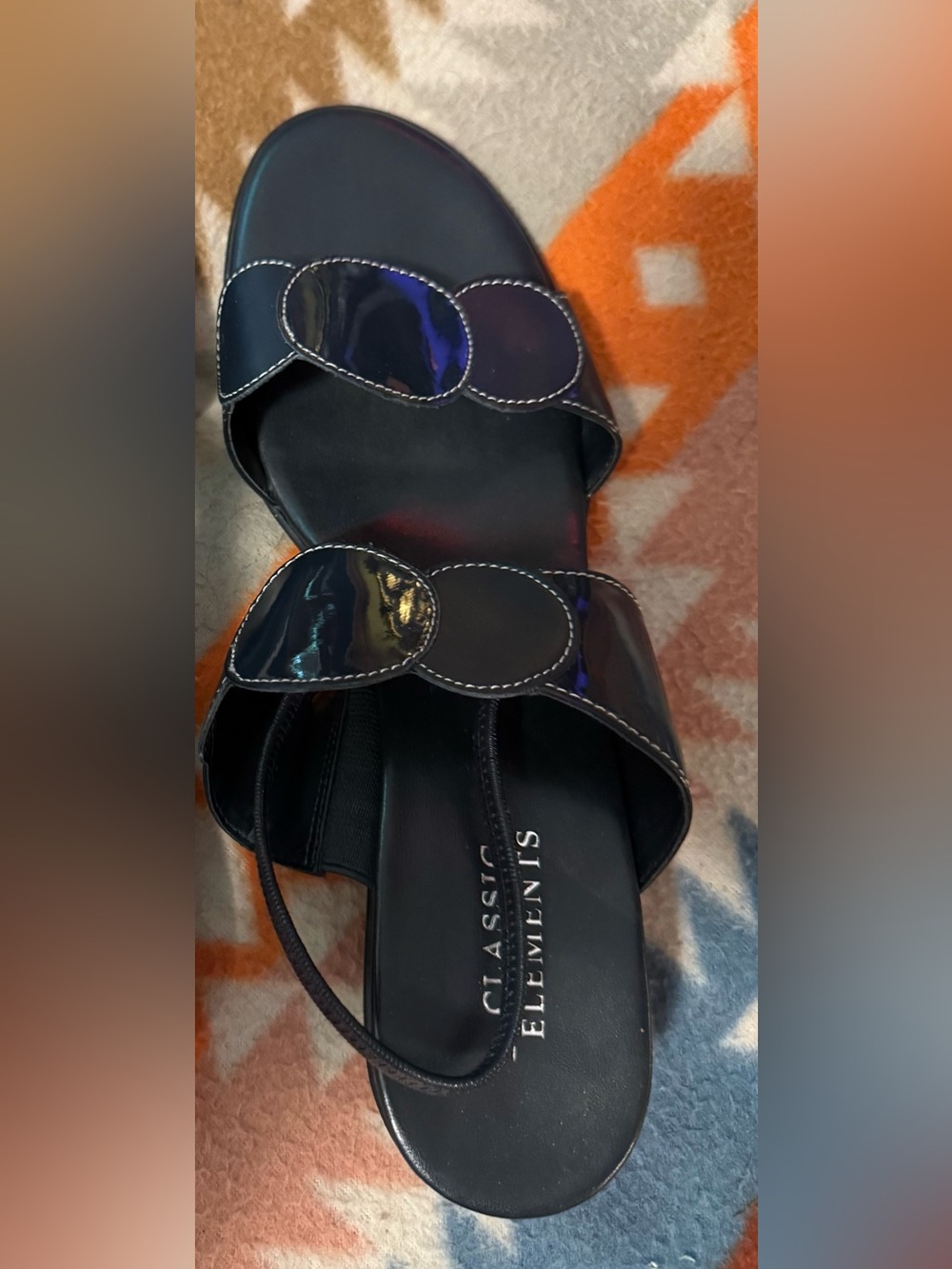 Classic Elements Navy Leather Slip-On Sandals - Picture 5 of 6